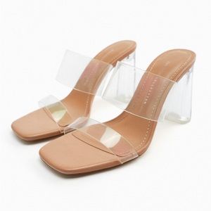 ZARA | Clear Acrylic Heeled Mules